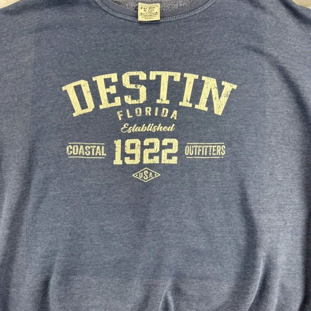 Pacific & Co Destin Florida Sweatshirt XL Blue Coastal Outfitters Unisex Comfy